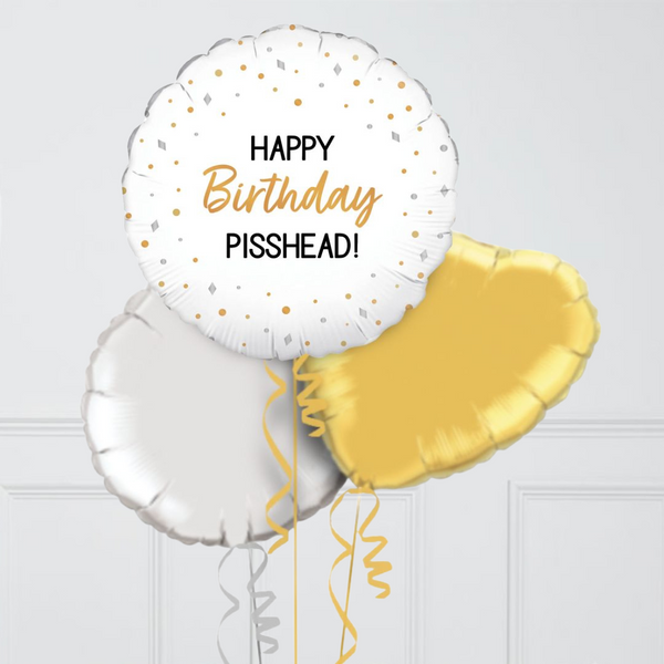 Happy Birthday Pisshead Inflated Foil Balloon Bunch