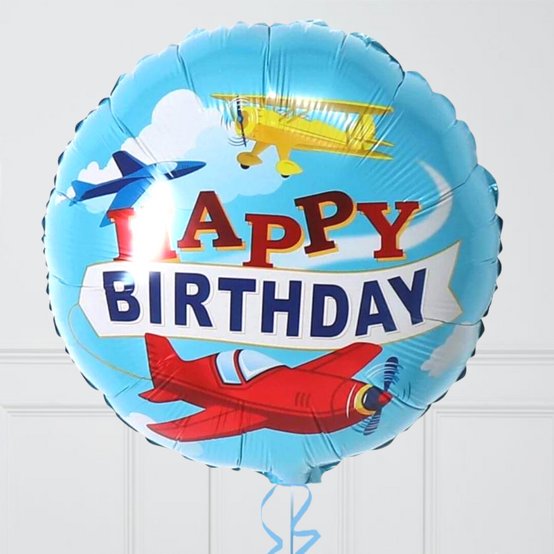 Happy Birthday Plane Inflated Balloon Bunch