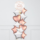 Happy Birthday Rose Gold Inflated Foil Balloon Bunch