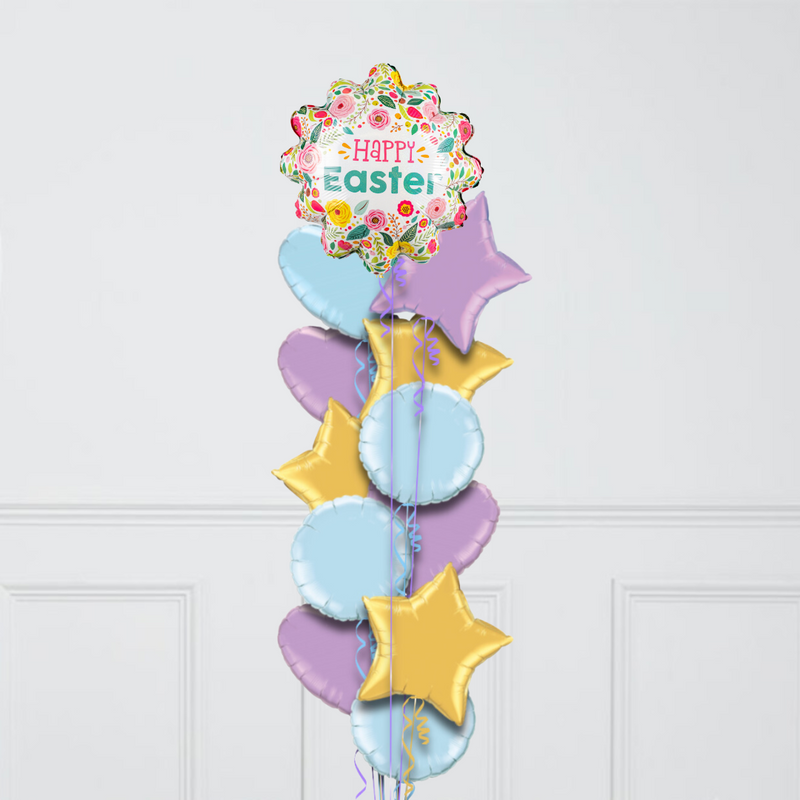 Happy Easter Spring Garden Pastel Matte Inflated Foil Balloon Bunch