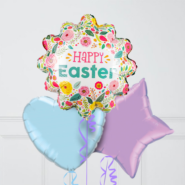 Happy Easter Spring Garden Pastel Matte Inflated Foil Balloon Bunch