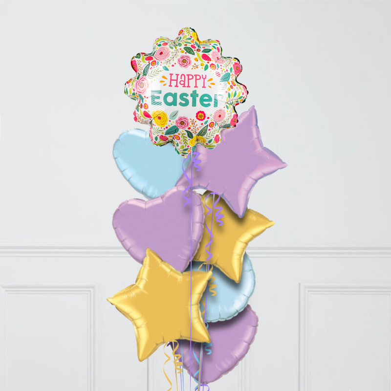 Happy Easter Spring Garden Pastel Matte Inflated Foil Balloon Bunch