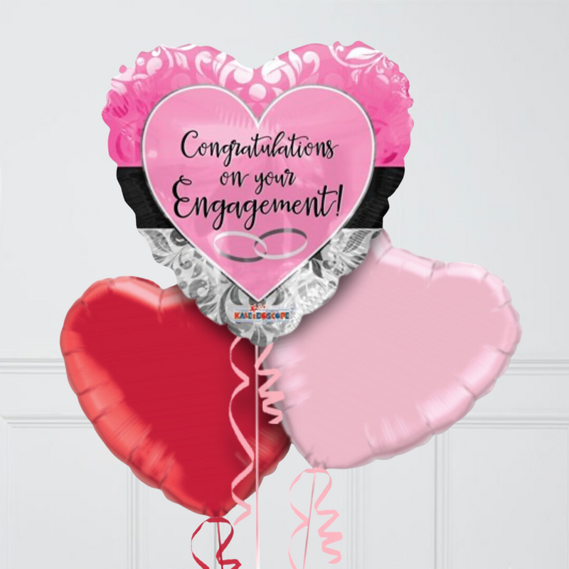 Happy Engagement Pink Inflated Foil Balloon Bunch