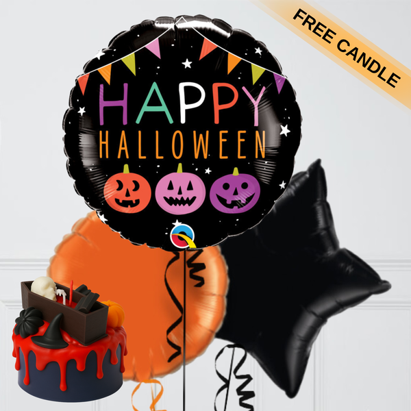 Happy Halloween Foil Balloon Bunch – Free Candle Included