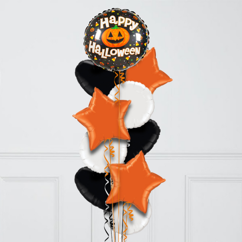 Happy Halloween Pumpkin Bright Foil Balloon Bunch