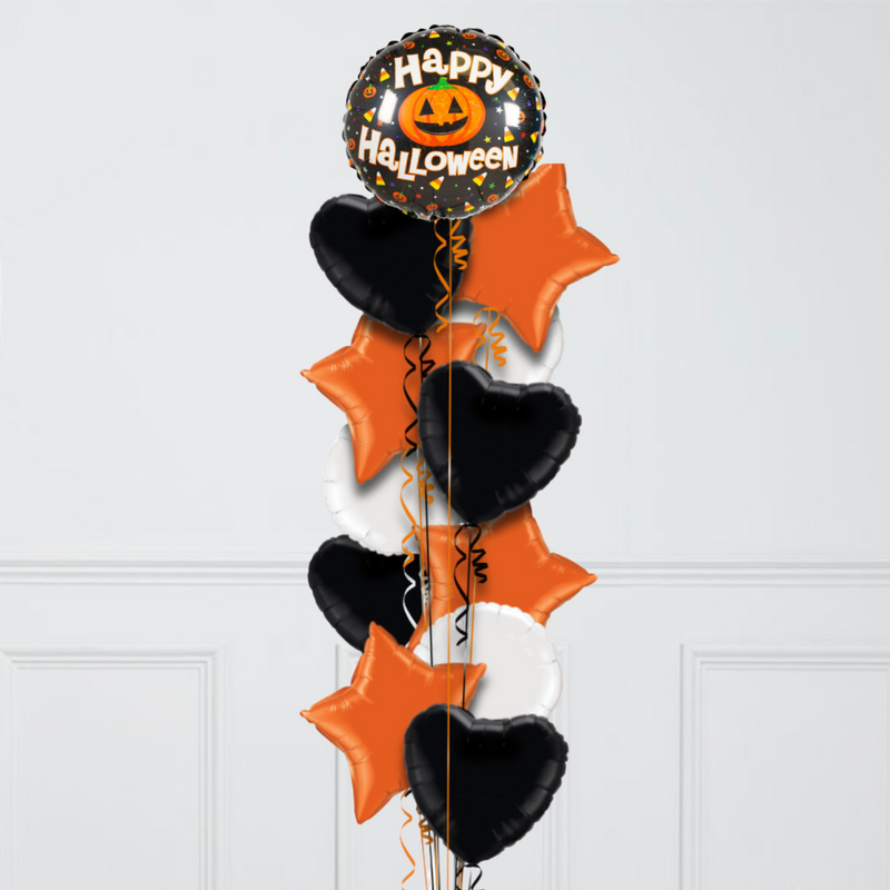 Happy Halloween Pumpkin Bright Foil Balloon Bunch