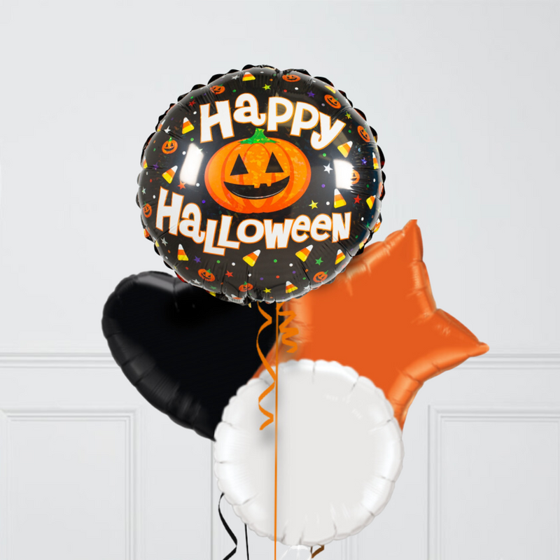 Happy Halloween Pumpkin Bright Foil Balloon Bunch