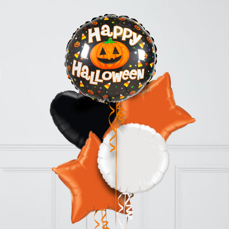 Happy Halloween Pumpkin Bright Foil Balloon Bunch