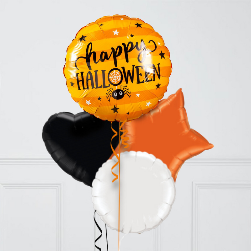 Happy Halloween Spider Inflated Foil Balloon Bunch