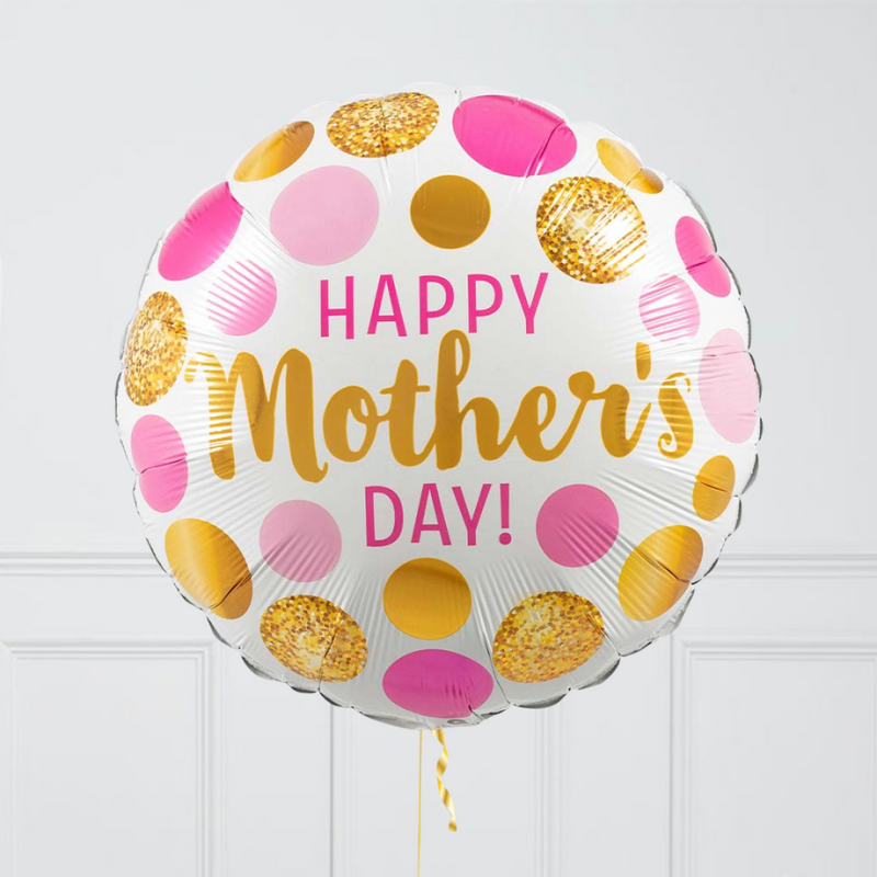 Happy Mother's Day Dots Mixed Pink Inflated Foil Balloon Bunch