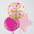 Happy Mother's Day Dots Mixed Pink Inflated Foil Balloon Bunch