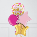 Happy Mother's Day Dots Mixed Pink Inflated Foil Balloon Bunch