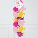 Happy Mother's Day Pink Watercolour Hearts Inflated Foil Balloon Bunch