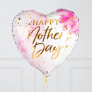 Happy Mother's Day Pink Watercolour Hearts Inflated Foil Balloon Bunch