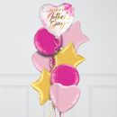 Happy Mother's Day Pink Watercolour Hearts Inflated Foil Balloon Bunch