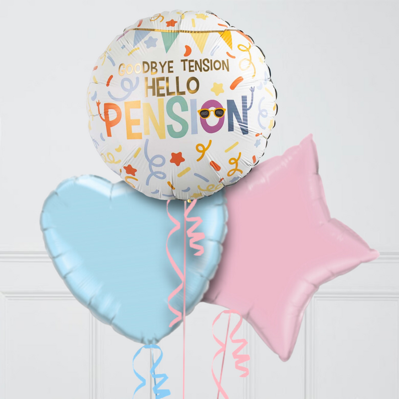 Happy Retirement Pastel Inflated Foil Balloon Bunch