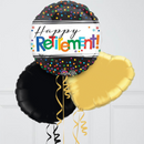 Happy Retirement Rainbow Inflated Foil Balloon Bunch