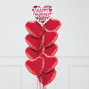 Happy Valentine’s Day Glitter Hearts Balloon Bunch