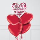 Happy Valentine’s Day Glitter Hearts Balloon Bunch