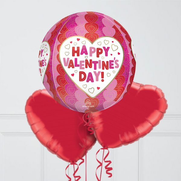 Happy Valentine's Day Hearts Inflated Orb Balloon