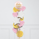 Hello Baby Girl Hearts Inflated Foil Balloon Bunch