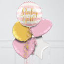 Hello Baby Girl Hearts Inflated Foil Balloon Bunch