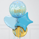 Hello World Blue Gradient Inflated Foil Balloon Bunch