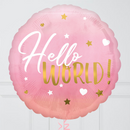 Hello World Pink Gradient Inflated Foil Balloon Bunch