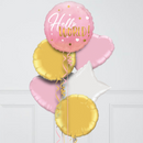 Hello World Pink Gradient Inflated Foil Balloon Bunch