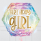 Holographic Birthday Girl Inflated Foil Balloon Bunch