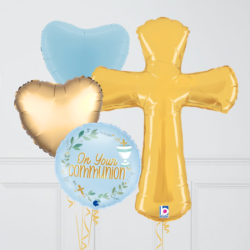 Holy Communion Blue Inflated Balloon Package
