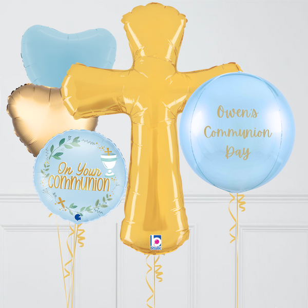 Personalised Holy Communion Blue Balloon Package