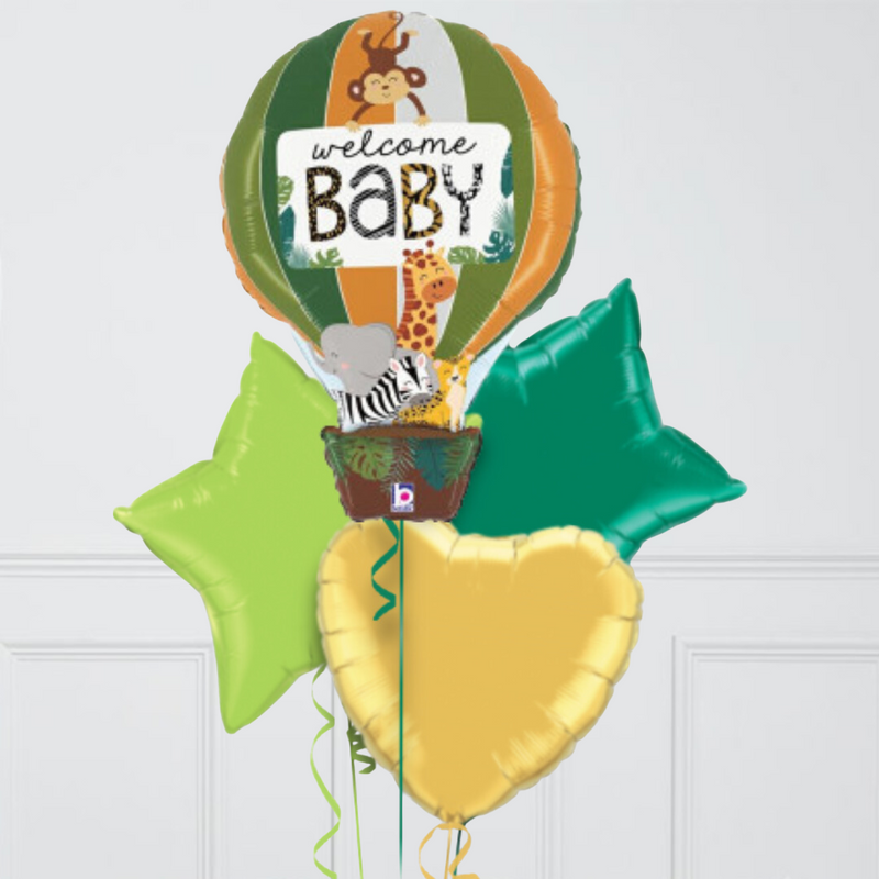 Hot Air Balloon Baby Sweet Safari Inflated Balloon Bunch