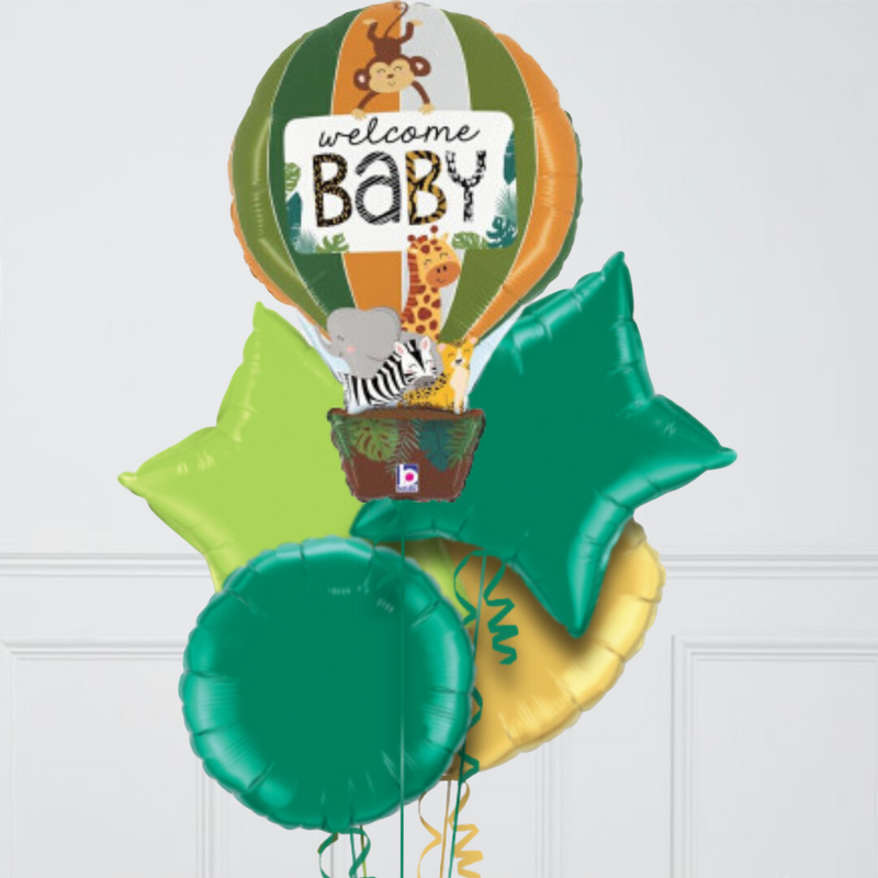 Hot Air Balloon Baby Sweet Safari Inflated Balloon Bunch