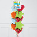 Hugs, Kisses & Well Wishes Rainbow Hearts Inflated Foil Balloon Bunch