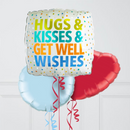 Hugs, Kisses & Well Wishes Rainbow Hearts Inflated Foil Balloon Bunch