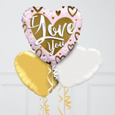 I Love You Pink Hearts Inflated Foil Balloon Bunch