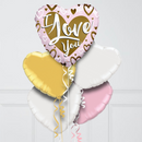 I Love You Pink Hearts Inflated Foil Balloon Bunch