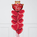 I Love You Teddy Foil Balloon Bouquet