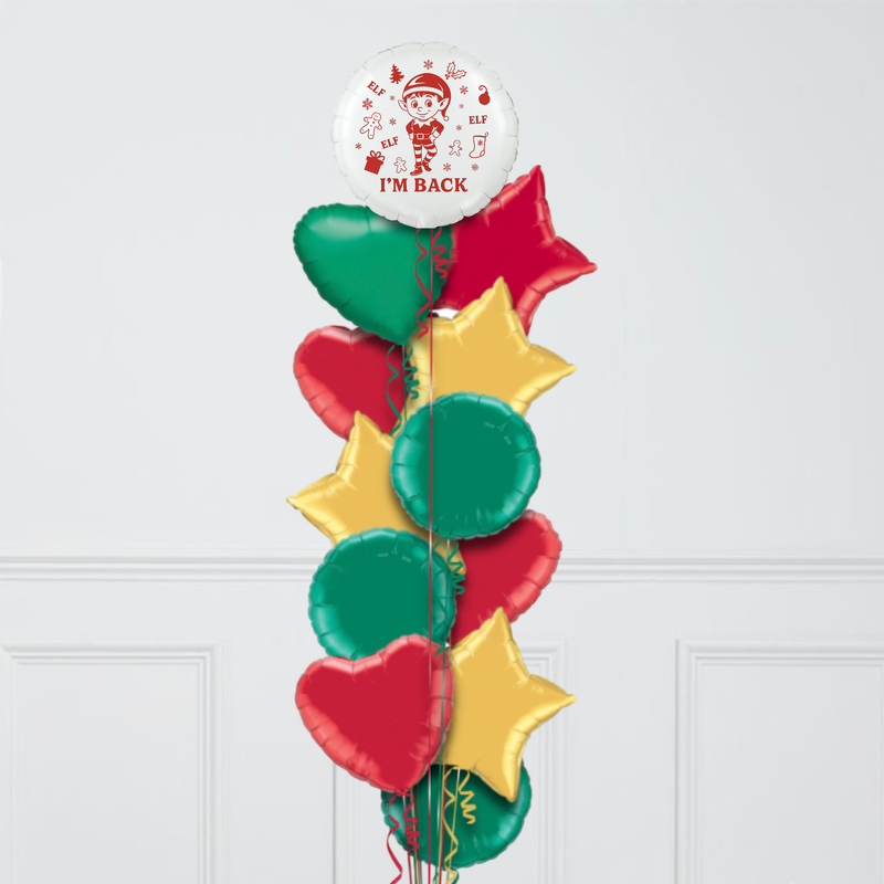 I'm Back Elf Inflated Foil Balloon Bunch