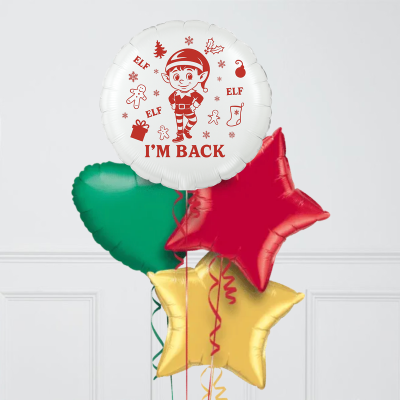 I'm Back Elf Inflated Foil Balloon Bunch