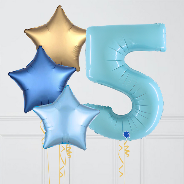 Inflated Baby Blue Sapphire Birthday Balloon Numbers