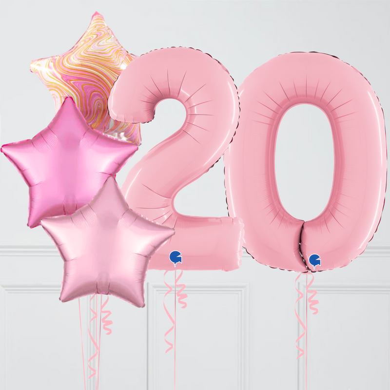 Inflated Baby Pink Birthday Balloon Numbers