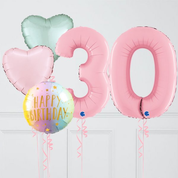 Inflated Baby Pink Pastel Birthday Balloon Numbers