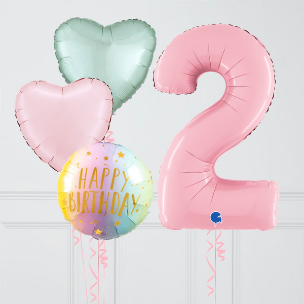 Inflated Baby Pink Pastel Birthday Balloon Number