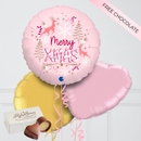 Merry Christmas Pink Fairytale Inflated Foil Balloon Bunch