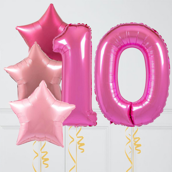 Inflated Fuchsia Pink Birthday Balloon Numbers