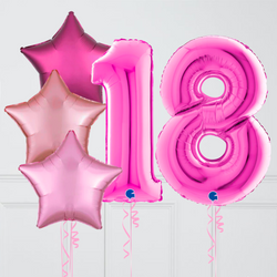 Inflated Fuchsia Pink Birthday Balloon Numbers