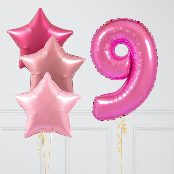 Inflated Fuchsia Pink Birthday Balloon Numbers