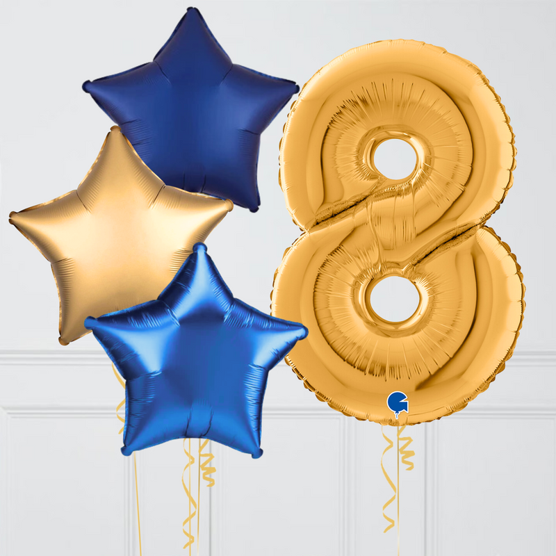 Inflated Golden Sapphire Birthday Balloon Numbers